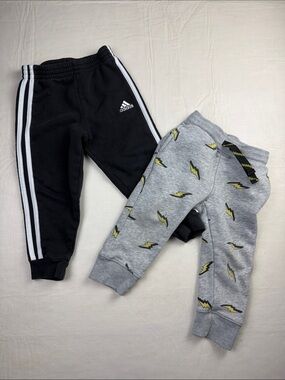 adidas Black White  Spotted Zebra Grey Lightning-Print Sweatpant Bundle Size 2-3